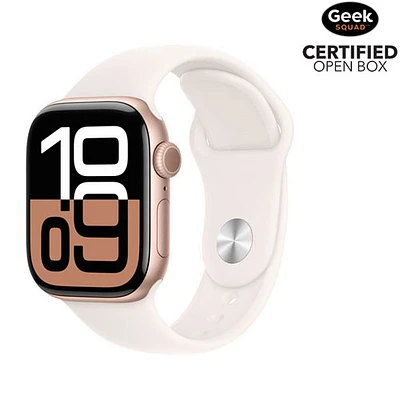 Open Box - Apple Watch Series 10 (GPS) 42mm Rose Gold Aluminum Case with Light Blush Sport Band - Medium/Large