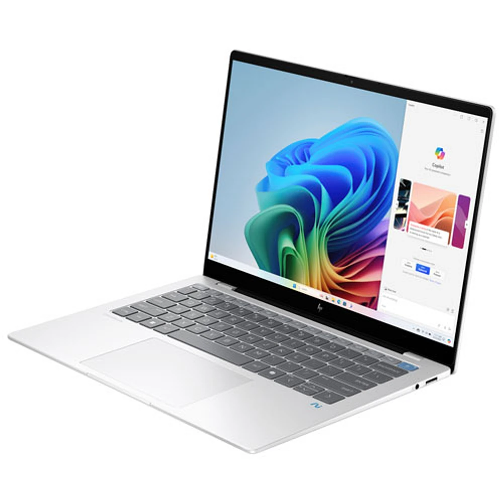 Portable PC 14 po OmniBook X Gen AI de HP - Argenté glacier (Snapdragon X Plus/RAM 16 Go/SSD 1 To/Windows 11 Famille)