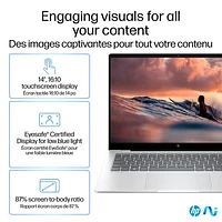 Portable PC 14 po OmniBook X Gen AI de HP - Argenté glacier (Snapdragon X Plus/RAM 16 Go/SSD 1 To/Windows 11 Famille)