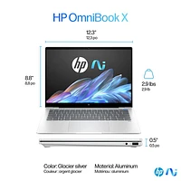 HP OmniBook X 14" Gen AI PC Laptop - Glacier Silver (Snapdragon X Plus/16GB RAM/1TB SSD/Windows 11 Home)