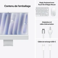 Apple iMac 24" (Fall 2024) - Silver (Apple M4 Chip / 10-Core GPU / 24GB RAM / 512GB SSD) - French