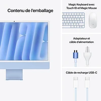 iMac de 24 po d'Apple (automne 2024) - Bleu (puce M4 d'Apple/processeur graphique coeurs/RAM 24 Go/SSD Go