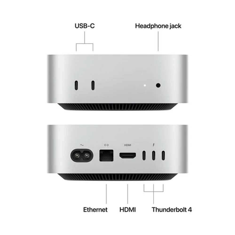 Ordinateur Mac mini de 512 Go d'Apple (MU9E3VC/A) avec puce M4 d'Apple à processeur central 10 coeurs/processeur graphique 10 coeurs/RAM 16 Go