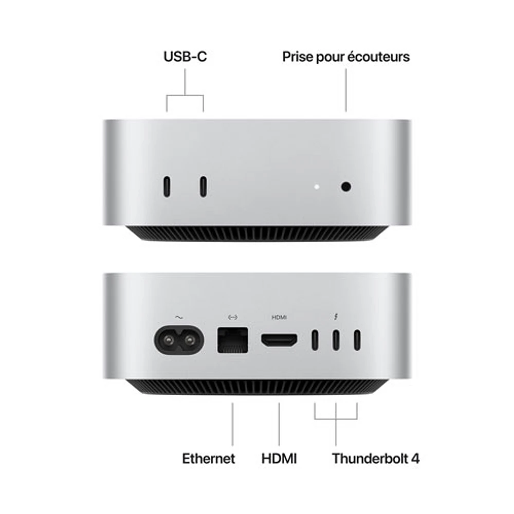 Ordinateur Mac mini de 512 Go d'Apple (MU9E3VC/A) avec puce M4 d'Apple à processeur central 10 coeurs/processeur graphique 10 coeurs/RAM 16 Go