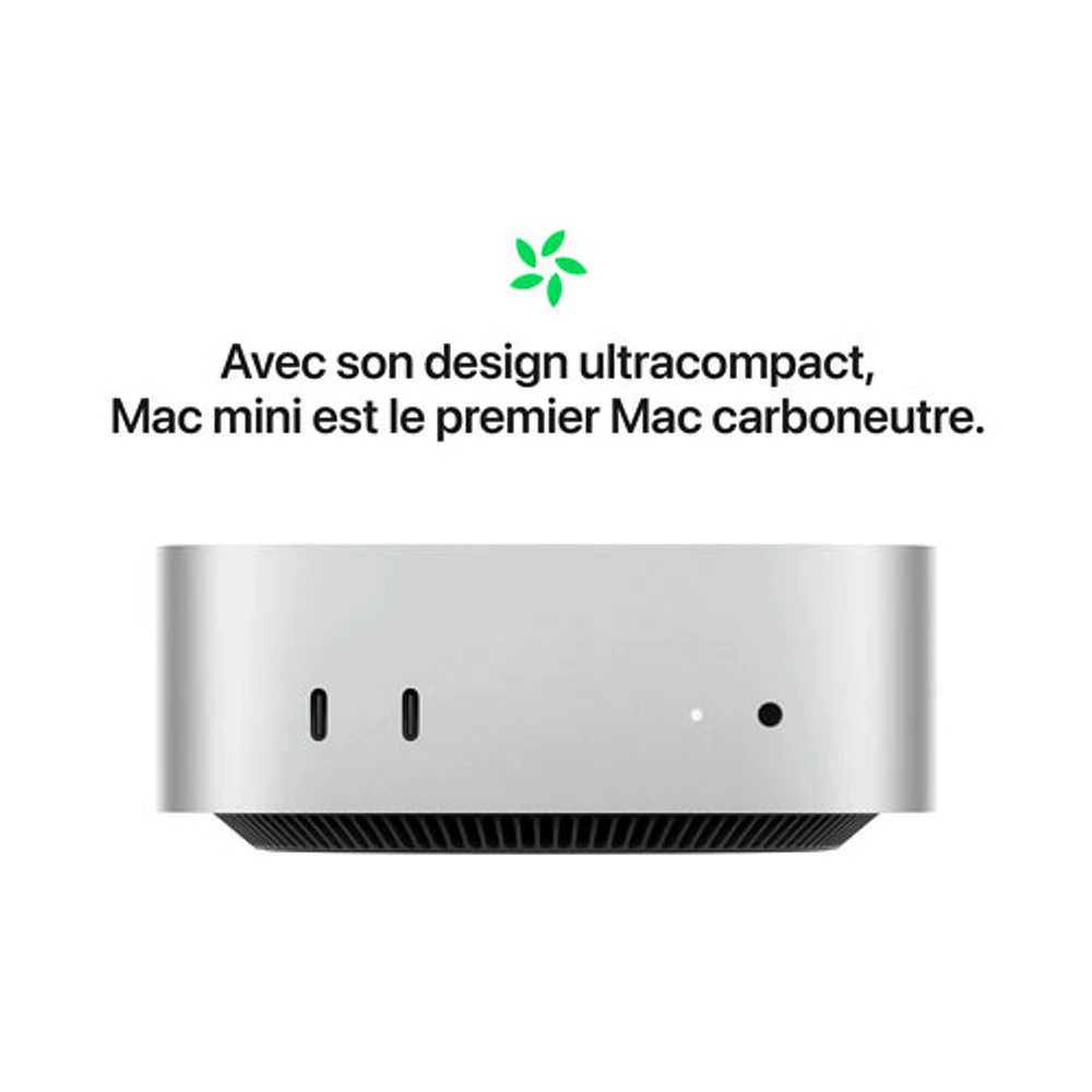 Ordinateur Mac mini de 512 Go d'Apple (MU9E3VC/A) avec puce M4 d'Apple à processeur central 10 coeurs/processeur graphique 10 coeurs/RAM 16 Go