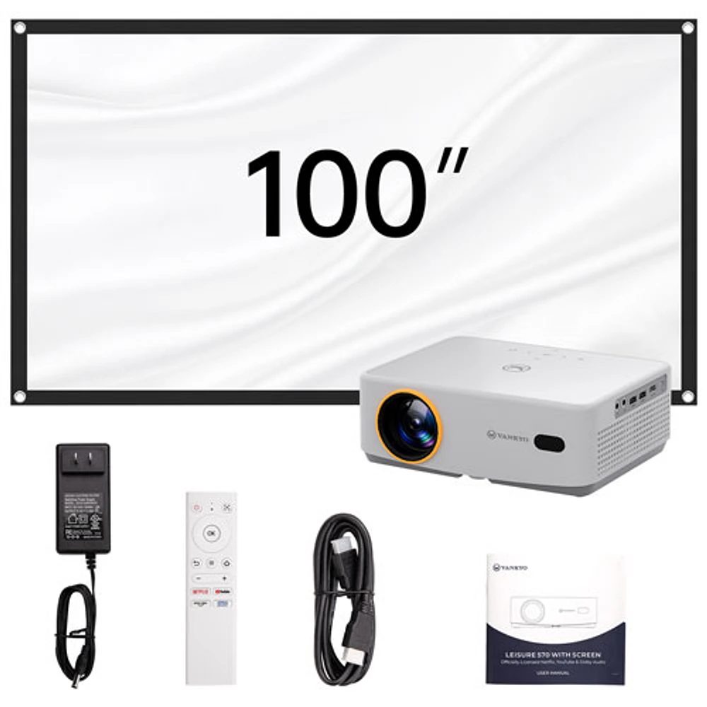 Vankyo Leisure 570B 1080p HD LED WebOS Home Theatre Mini Projector with 100" Screen (LS570B)