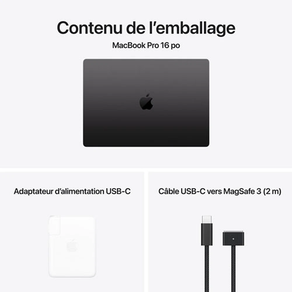 MacBook Pro de 16,2 po d'Apple (automne 2024) - Noir infini (M4 Max d'Apple/RAM Go/SSD 1 To