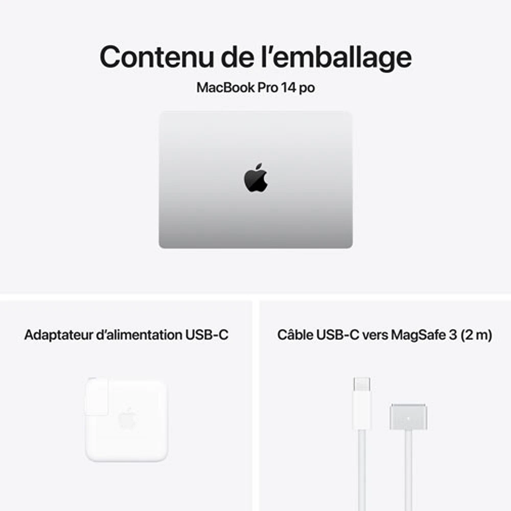 MacBook Pro de 14,2 po d'Apple (automne 2024) - Argenté (M4 d'Apple/RAM 16 Go/SSD 512 Go) - Anglais