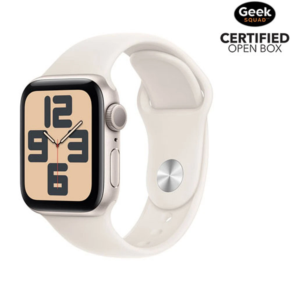 Open Box - Apple Watch SE (GPS) 40mm Starlight Aluminum Case with Starlight Sport Band - Medium/Large