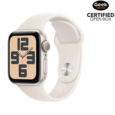 Open Box - Apple Watch SE (GPS) 40mm Starlight Aluminum Case with Starlight Sport Band - Medium/Large
