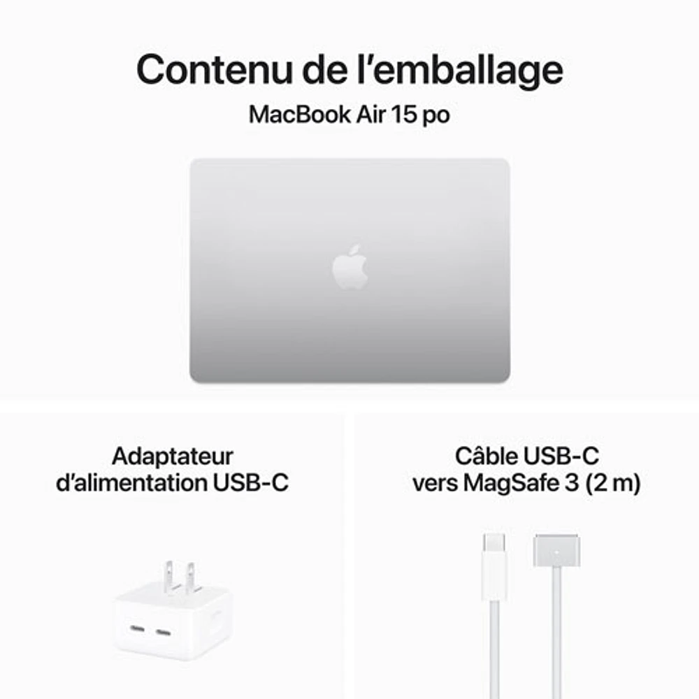 Apple MacBook Air 15.3" w/ Touch ID (Fall 2024) - Silver (Apple M3 / 24GB RAM / 512GB SSD) - French