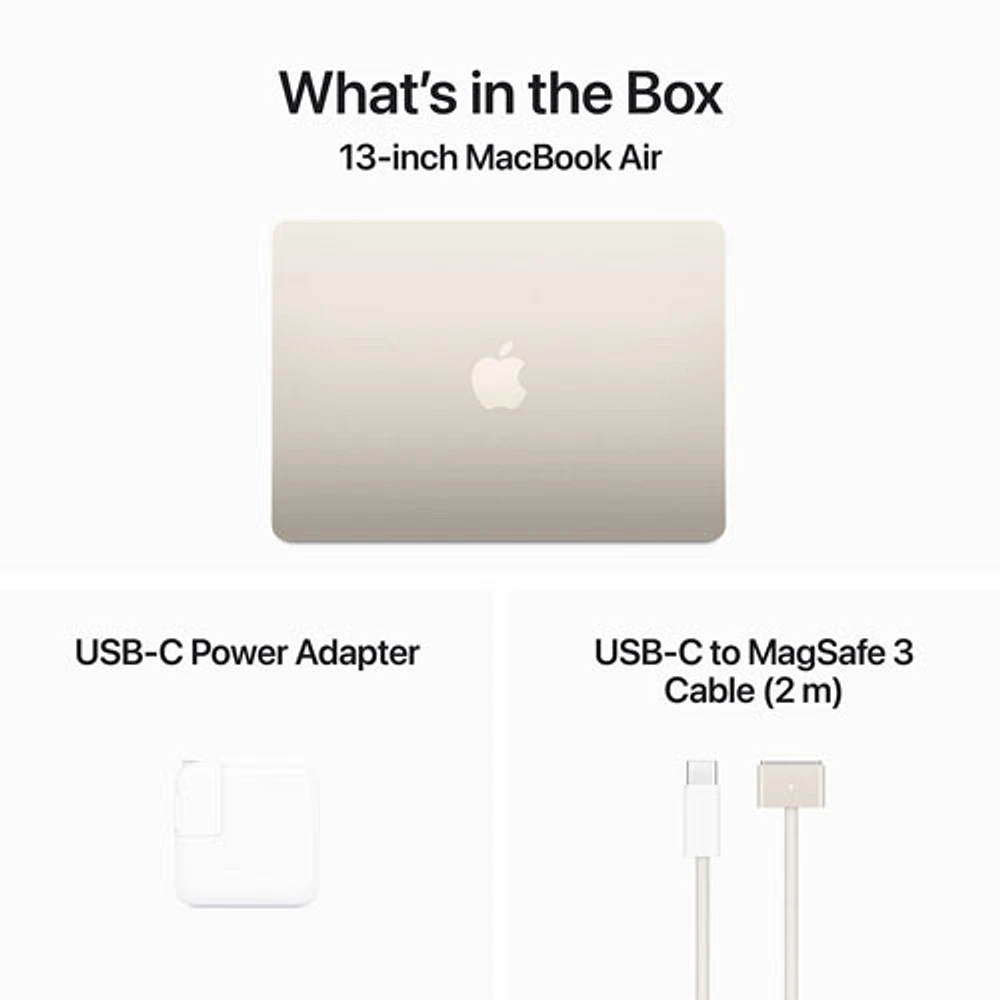 Apple MacBook Air 13.6" w/ Touch ID (Fall 2024) - Starlight (Apple M3 / 16GB RAM / 256GB SSD) - English