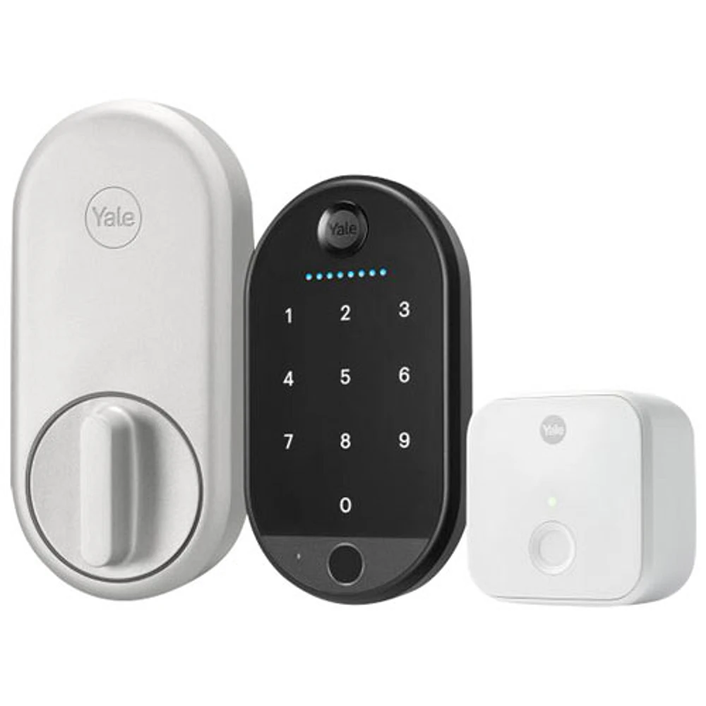 Serrure intelligente Wi-Fi à clé et écran tactile avec pavé biométrique Approach Lock de Yale - Argenté