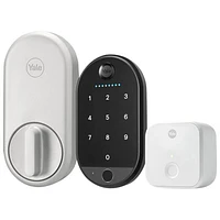 Serrure intelligente Wi-Fi à clé et écran tactile avec pavé biométrique Approach Lock de Yale - Argenté