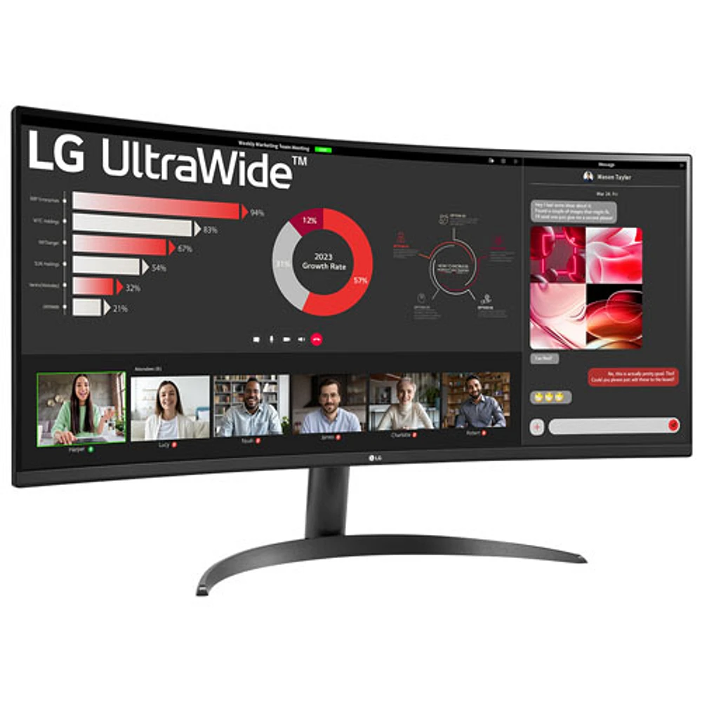 LG 34" 1440p WQHD 100Hz 5ms GTG Curved VA LED FreeSync Gaming Monitor (34WR50QK-B) - Black