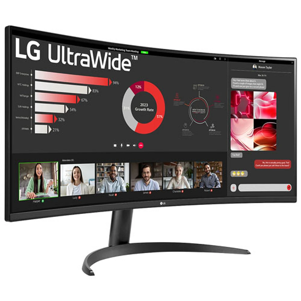 LG 34" 1440p WQHD 100Hz 5ms GTG Curved VA LED FreeSync Gaming Monitor (34WR50QK-B) - Black