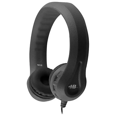 Casque d'écoute en mousse presque indestructible Flex-Phones de HamiltonBuhl pour enfants (KIDS-BLK) - Noir