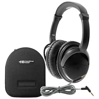HamiltonBuhl Deluxe Active Noise-Cancelling On-Ear Headphones with Case (NCHBC1) - Black