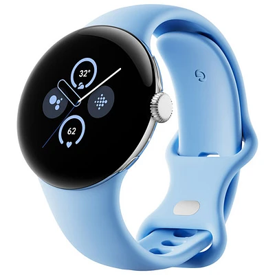 Koodo - Pixel Watch 2 LTE de 40 mm de Google avec boîtier en aluminium argenté et bracelet sport bleu ciel - Paiement Balance mensuel