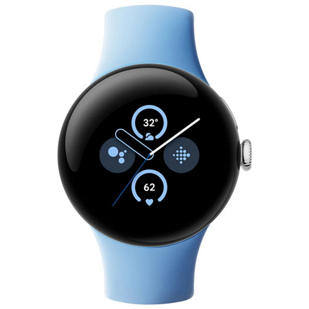 Koodo - Pixel Watch 2 LTE de 40 mm de Google avec boîtier en aluminium argenté et bracelet sport bleu ciel - Paiement Balance mensuel