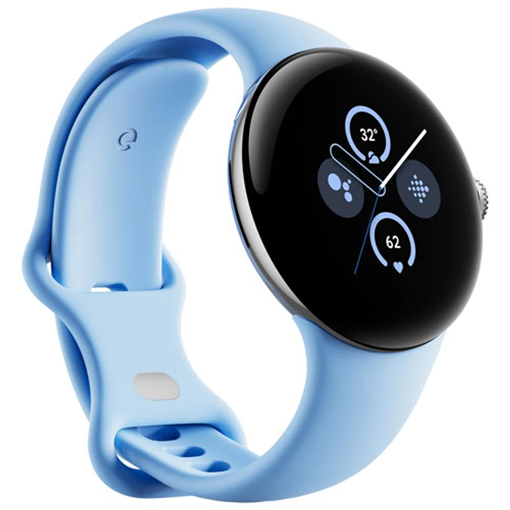 Koodo - Pixel Watch 2 LTE de 40 mm de Google avec boîtier en aluminium argenté et bracelet sport bleu ciel - Paiement Balance mensuel