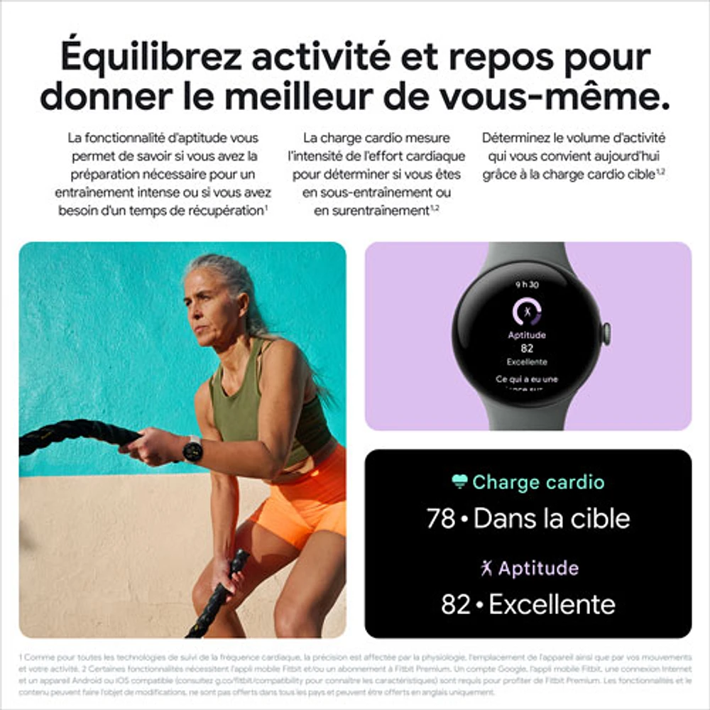Koodo - Pixel Watch 3 LTE de 45 mm de Google avec boîtier en aluminium vert lichen mat et bracelet sport vert lichen - Paiement Balance mensuel