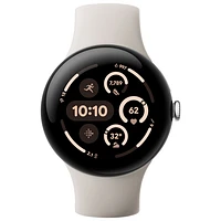 Koodo - Pixel Watch 3 LTE de mm de Google avec boîtier en aluminium argent poli et bracelet sport porcelaine