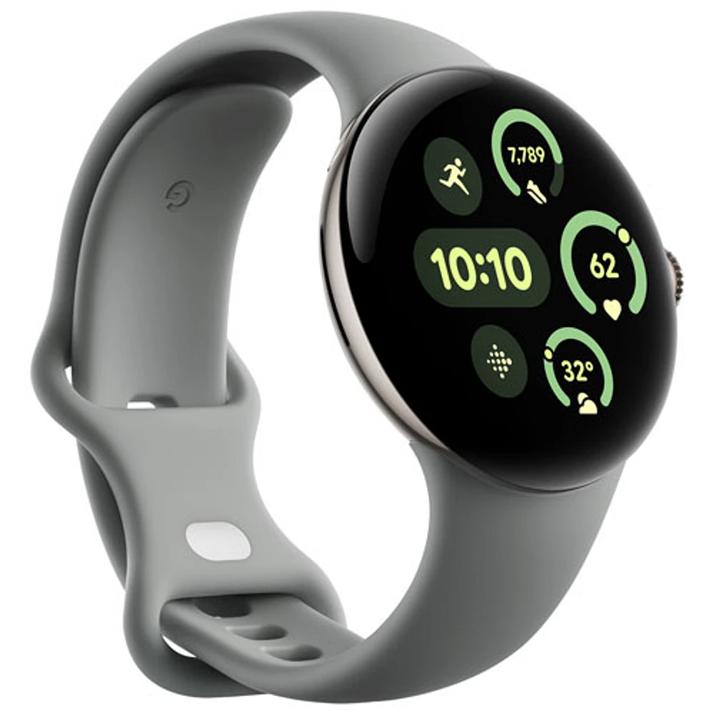 Koodo Google Pixel Watch 3 41mm LTE Champagne Gold Aluminum Case with Hazel Active Band - Monthly Tab Payment