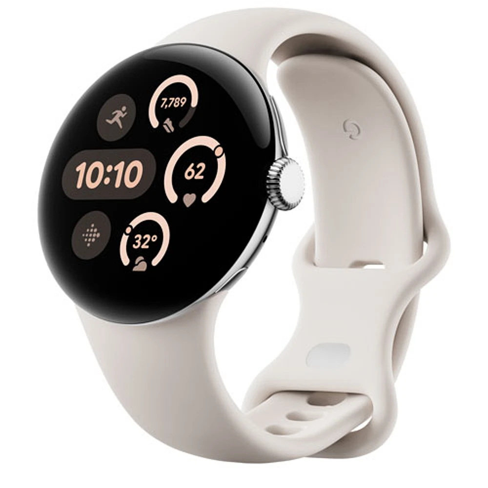 Koodo Google Pixel Watch 3 41mm LTE Polished Silver Aluminum Case with Porcelain Active Band - Monthly Tab Payment