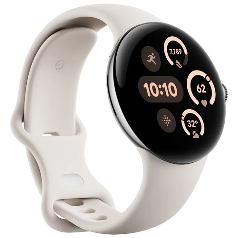 Koodo Google Pixel Watch 3 41mm LTE Polished Silver Aluminum Case with Porcelain Active Band - Monthly Tab Payment