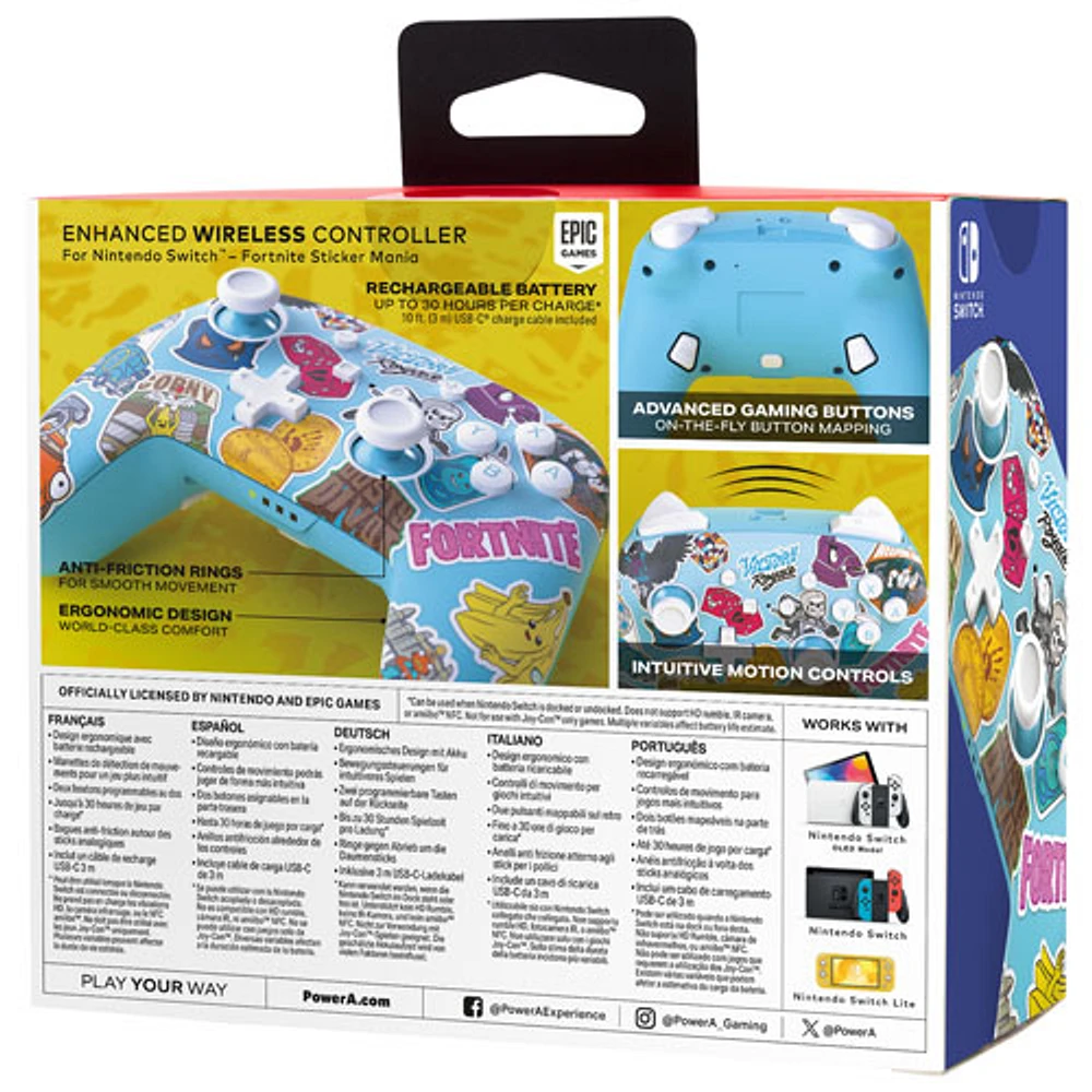 PowerA Enhanced Wireless Controller for Switch - Fortnite Sticker Mania