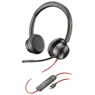 Casque d'écoute à suppression du bruit Poly Blackwire 8225 de HP - Noir