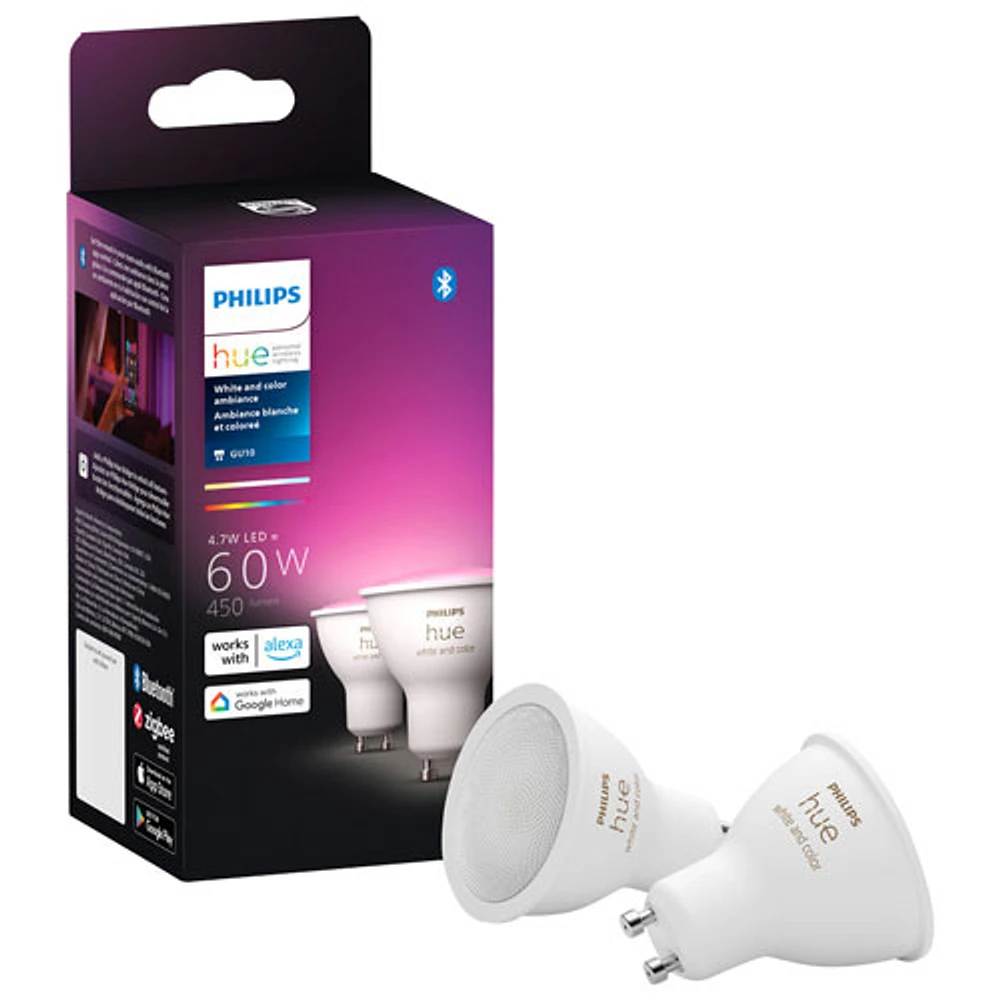 Philips Hue GU10 Smart LED Light Bulb - White & Colour Ambiance