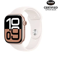 Open Box - Apple Watch Series 10 (GPS) 46mm Rose Gold Aluminum Case w/Light Blush Sport Band - Small/Medium