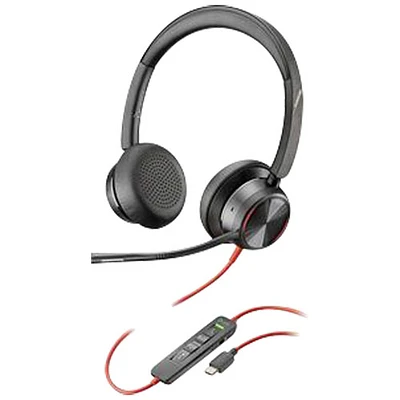 HP Blackwire 8200 On-Ear Noise Cancelling Wired Headset - Black
