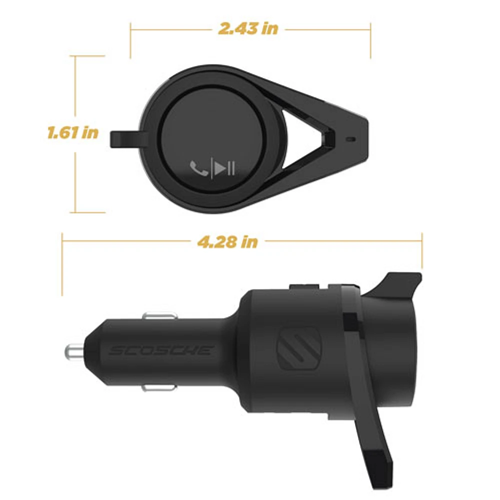 Trousse mains libres pour l'auto BTFreq de Scosche avec émetteur FM Bluetooth/Power Delivery (BTFMPD3SR-SP)