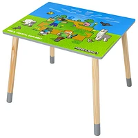 Ensemble 3 pièces avec table et chaises pour enfants Minecraft - Vert/Bleu