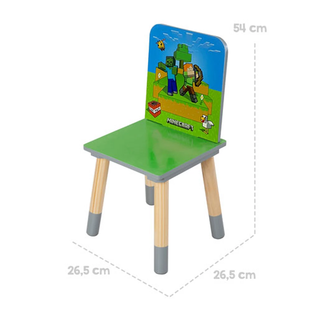 Ensemble 3 pièces avec table et chaises pour enfants Minecraft - Vert/Bleu