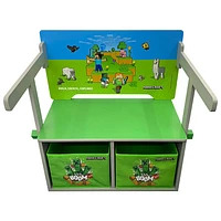 Minecraft Foldable Bench/Table with Storage Boxes - Green/Blue/Grey