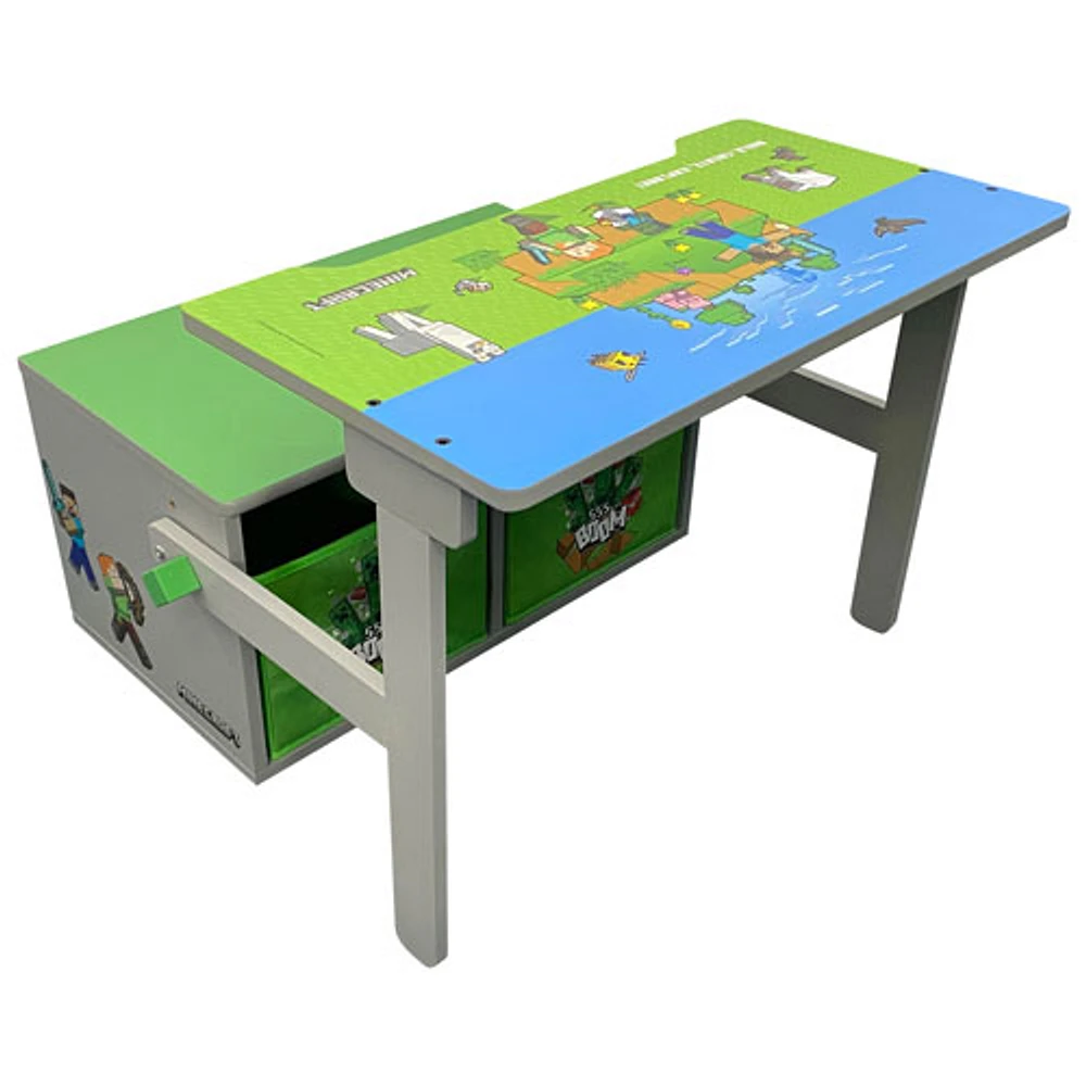 Banc/table repliable Minecraft avec boîtes de rangement - Vert/Bleu/Gris