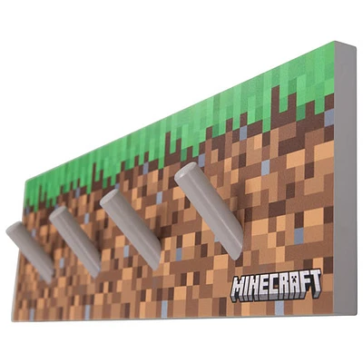 Minecraft Coat Rack with 4 Hooks - Brown/Green