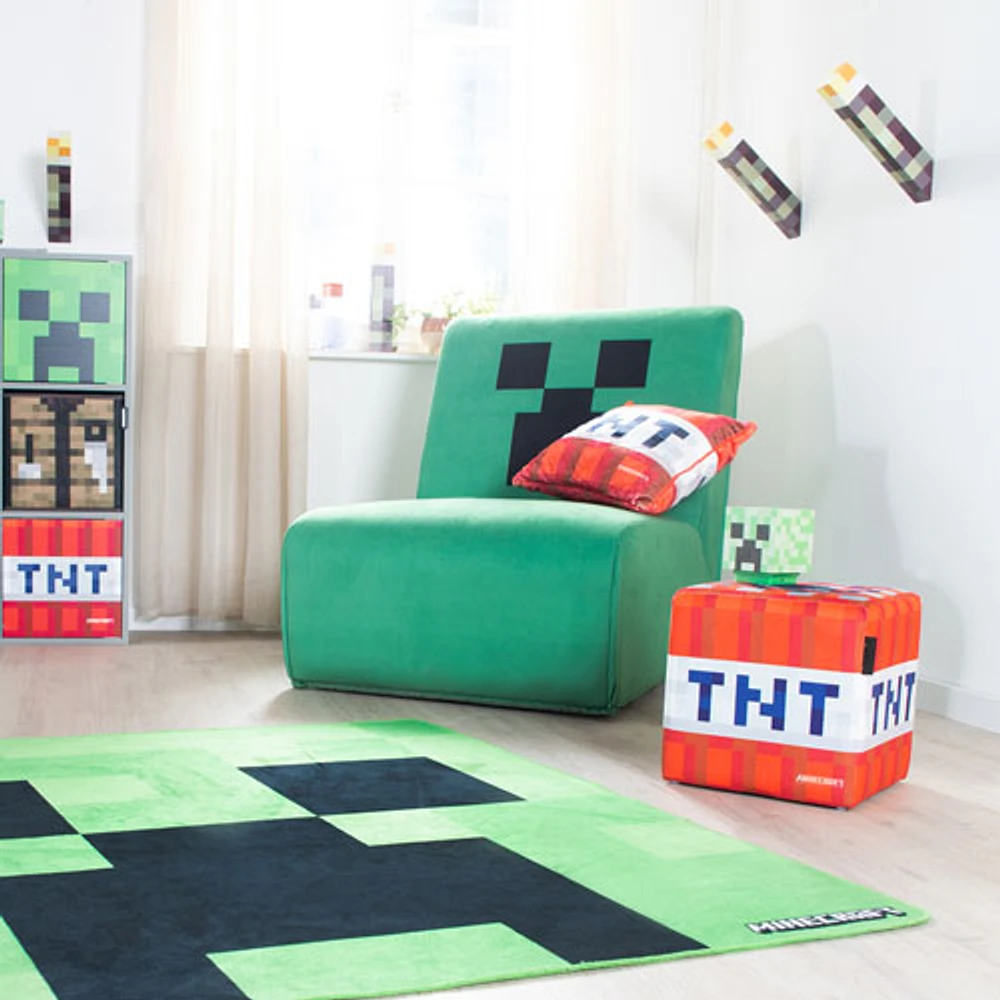 Minecraft 4' x 4' Creeper Kids Carpet - Green/Black