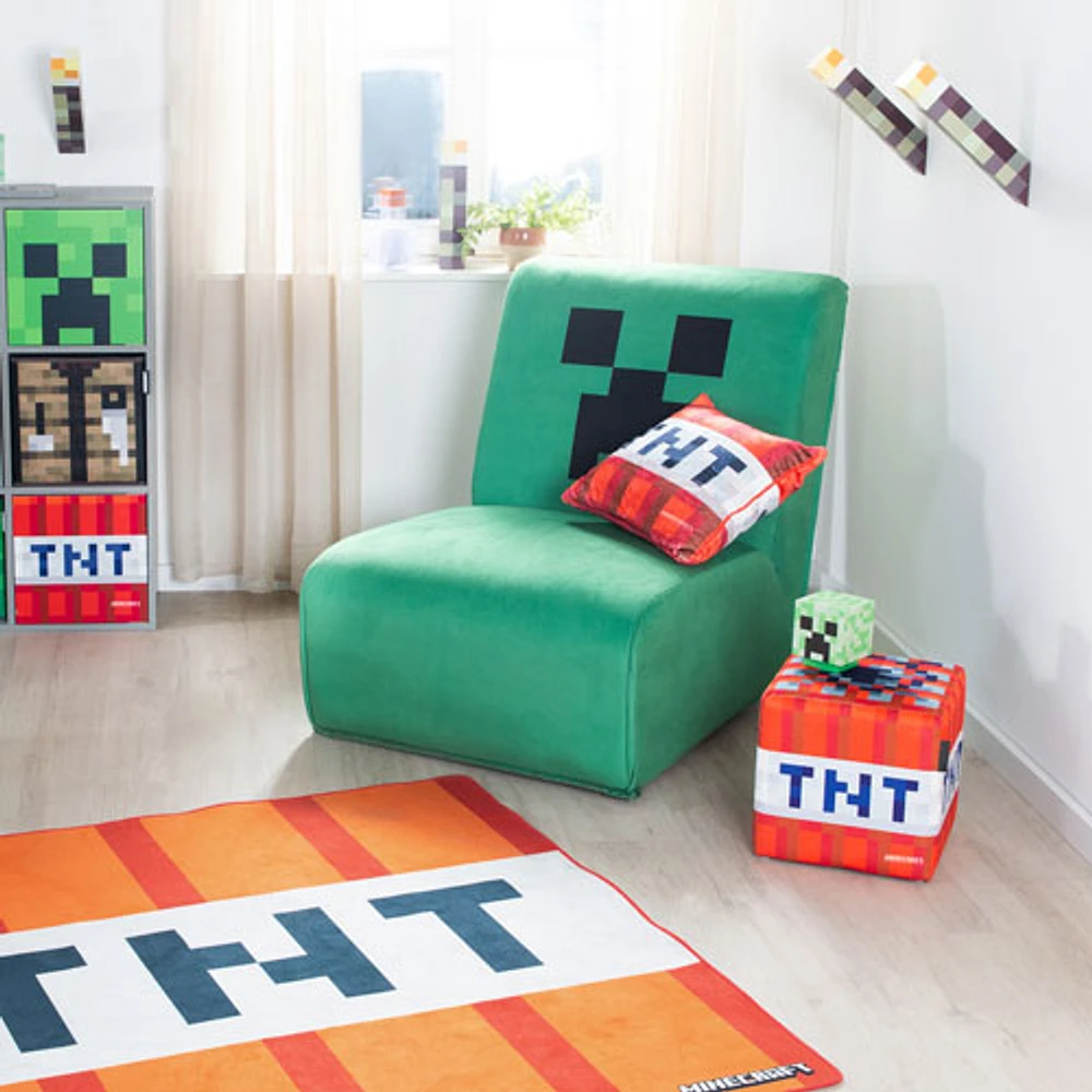 Tapis TNT Minecraft de 4 x 4 pi pour enfants - Rouge/Blanc