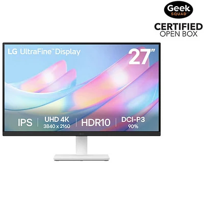 Boîte ouverte - Moniteur IPS UHD 4K 60 Hz de 27 po UltraFine de LG avec temps de réponse de 5 ms (27US500-W) - Blanc