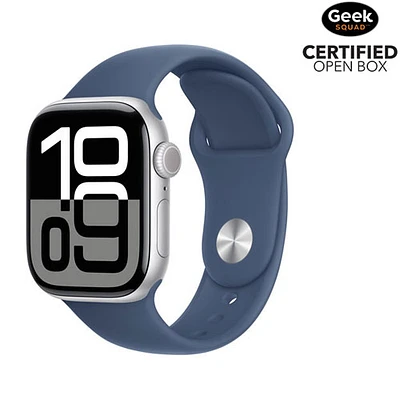 Open Box - Apple Watch Series 10 (GPS + Cellular) 42mm Silver Aluminum Case with Denim Sport Band - S/ M