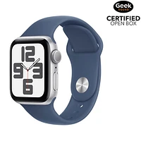 Open Box - Apple Watch SE (GPS) 40mm Silver Aluminum Case with Denim Sport Band - Small/Medium