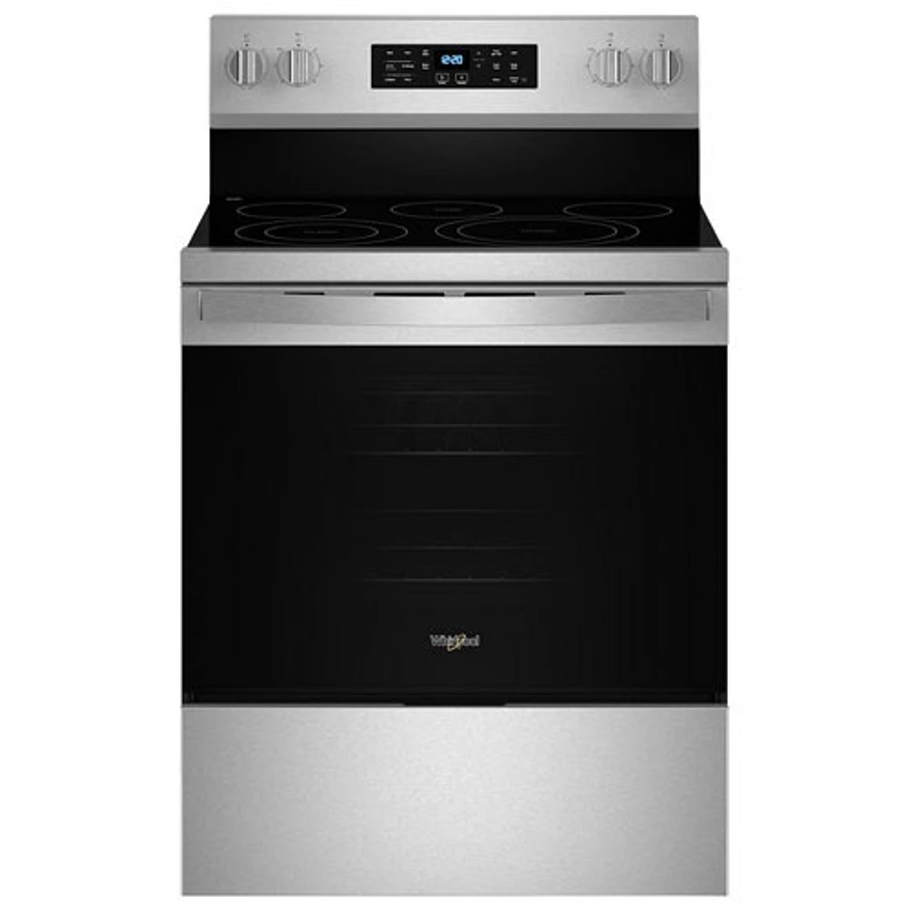 Boîte ouverte - Cuisinière électrique avec friture à air chaud et ventilateur à convection 5,3 pi³ 30 po de Whirlpool - Inox - Parfait état