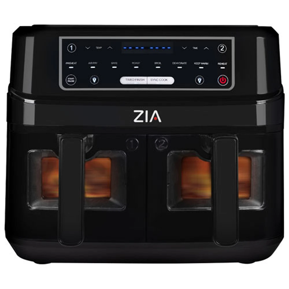 ZIA 8-in-1 SmartCrisp Dual Basket Air Fryer - 9L/9QT - Black