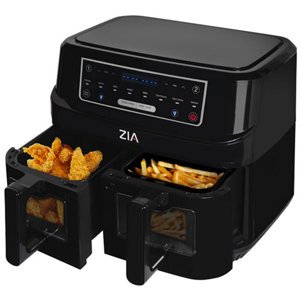 ZIA 8-in-1 SmartCrisp Dual Basket Air Fryer - 9L/9QT - Black