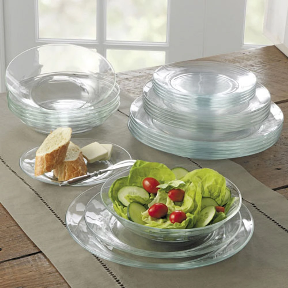 Duralex Lys 18-Piece Tempered Glass Dinnerware Set - Clear